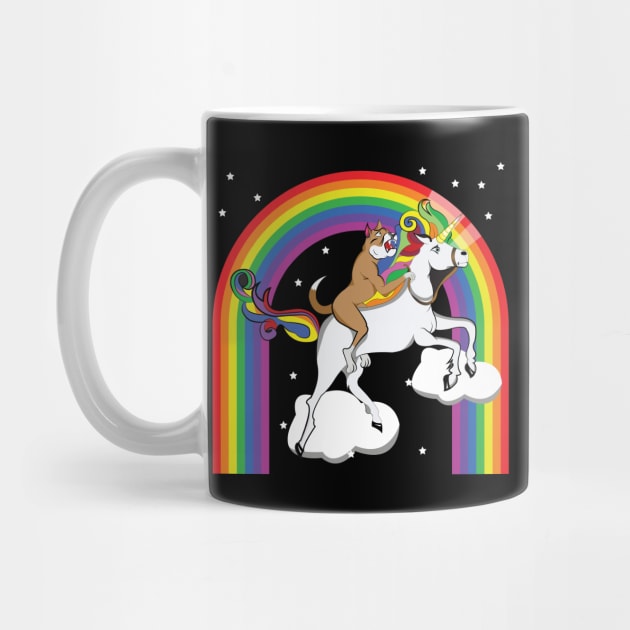 pitbull riding unicorn rainbow shirt by fcmokhstore